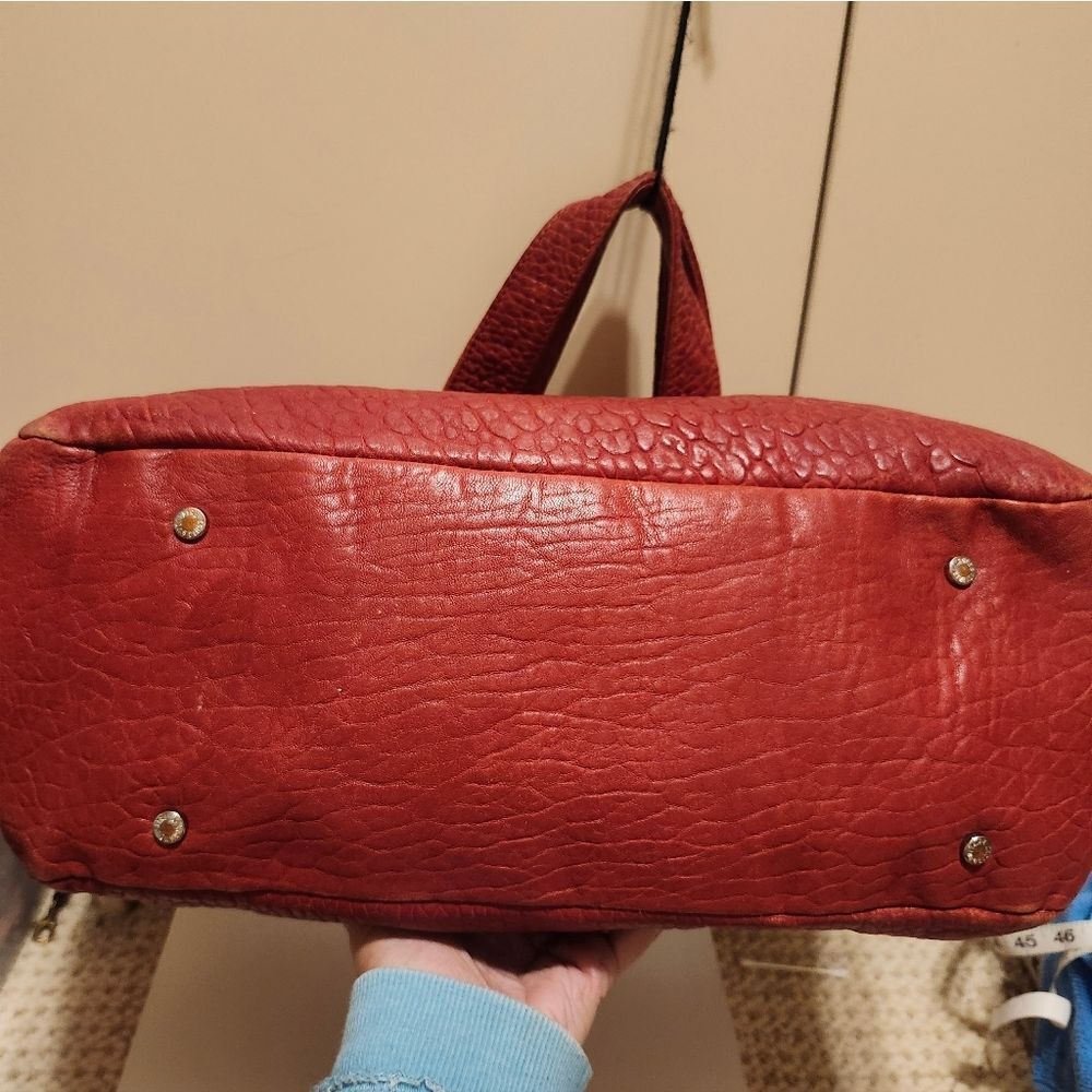 Zadig & Voltaire Red Pebbled Leather Silver Rock Stud Trim Handbag/Tote Ret.$695 - Picture 9 of 15